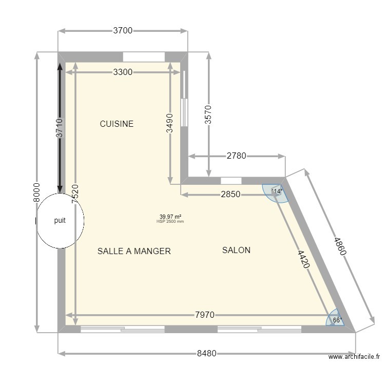 plan maison agrandissement. Plan de 1 pièce et 40 m2