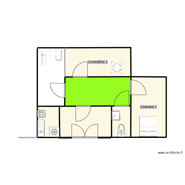 عبد الخالق. Plan de 4 pièces et 25 m2