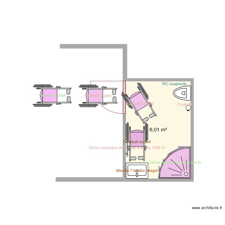 SALLE DE BAIN  STUDIO POUR PMR. Plan de 0 pièce et 0 m2