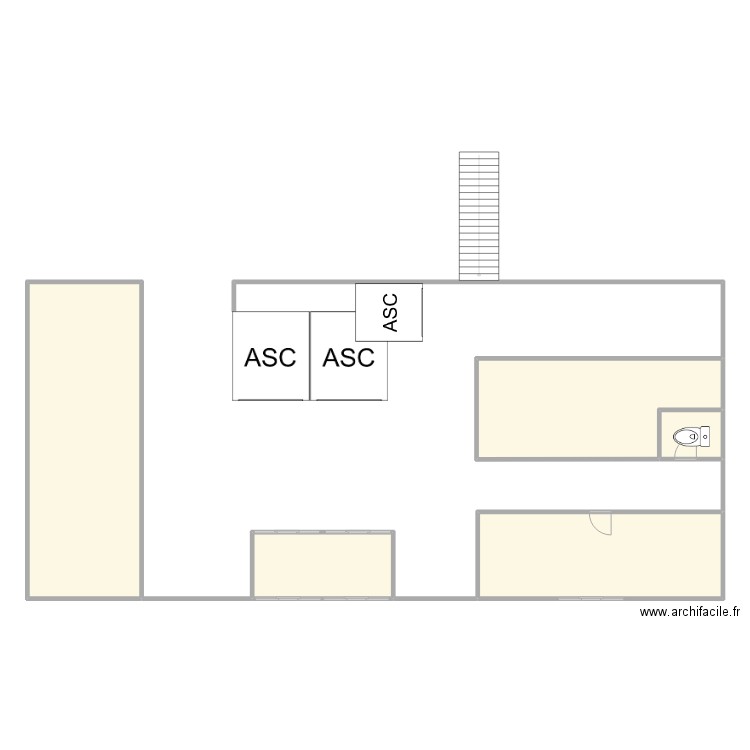 RDC . Plan de 5 pièces et 119 m2