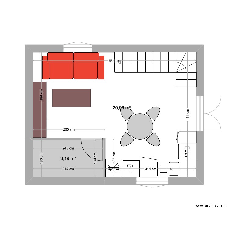 APPARTEMENT JOEL ET GISELE. Plan de 2 pièces et 24 m2