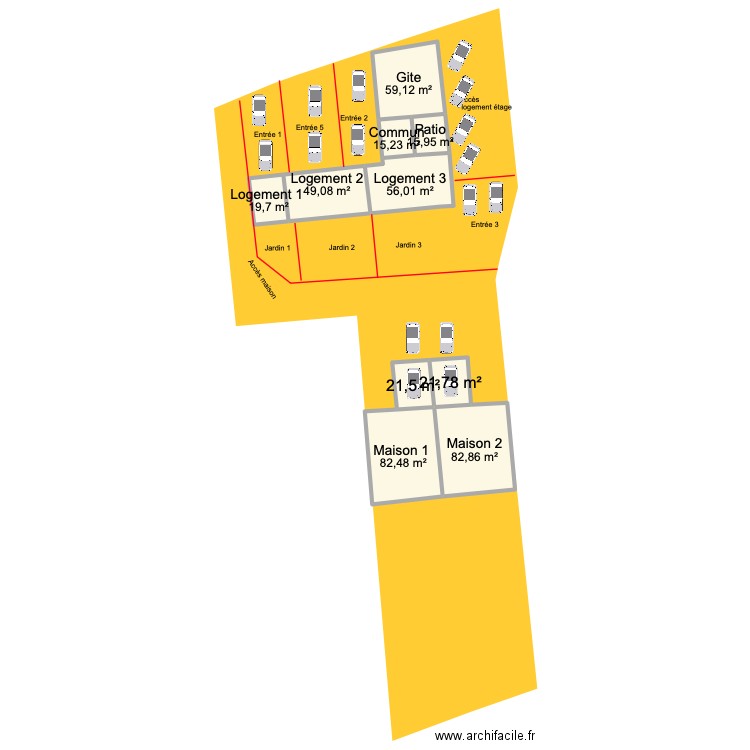 Projet La Grange Mouzillon Maison à construire. Plan de 10 pièces et 424 m2