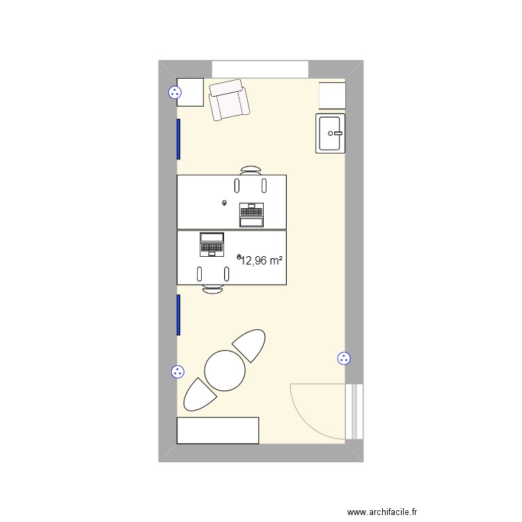 bureau 0.17. Plan de 1 pièce et 13 m2