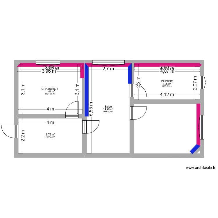 M.SOLDAT. Plan de 4 pièces et 43 m2