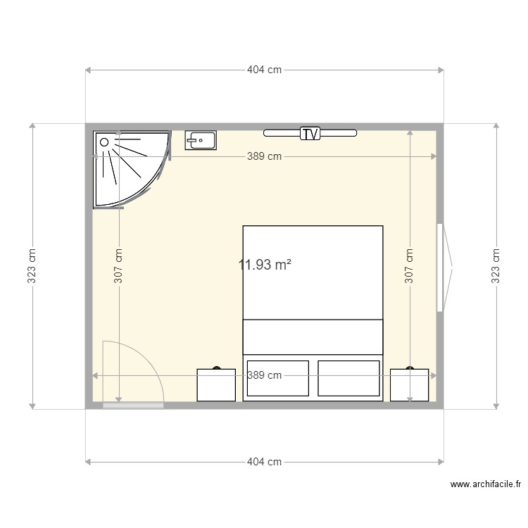 chambre avec sdb. Plan de 0 pièce et 0 m2