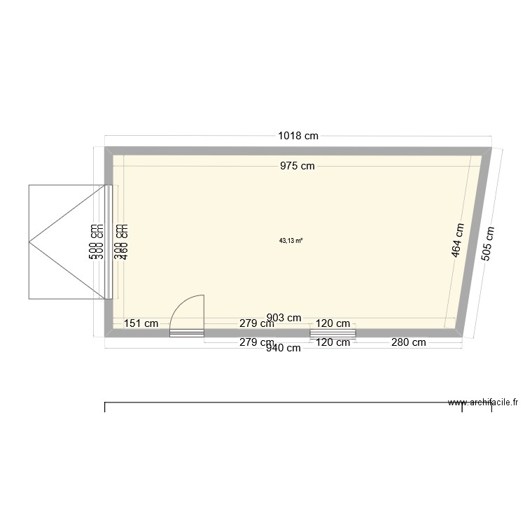 Plan garage Pierre. Plan de 1 pièce et 43 m2