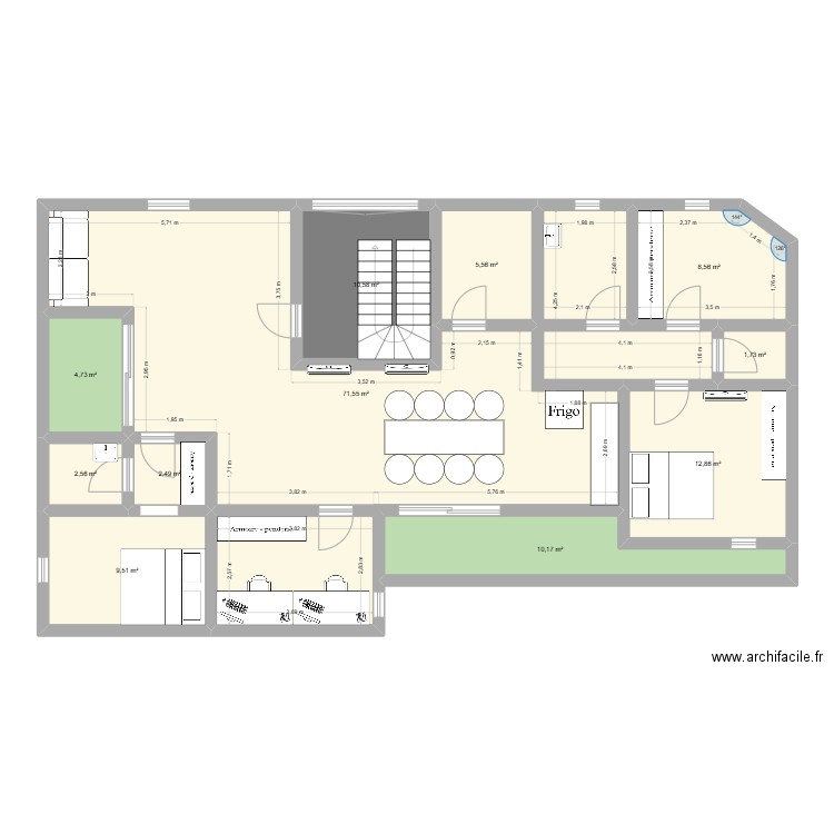 Dream Colloc. Plan de 11 pièces et 140 m2