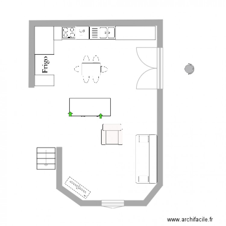 Cuisine et salon. Plan de 0 pièce et 0 m2