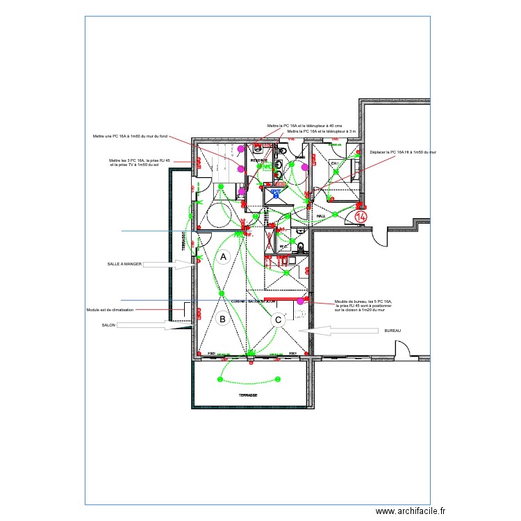 PLAN ELEC EN SUPPORT . Plan de 0 pièce et 0 m2