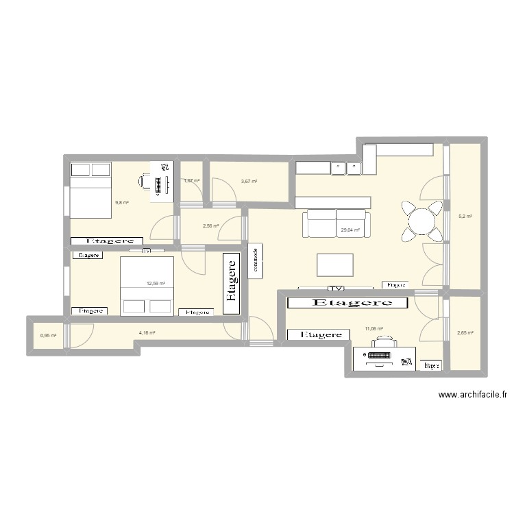 Appartement - petit travaux. Plan de 0 pièce et 0 m2