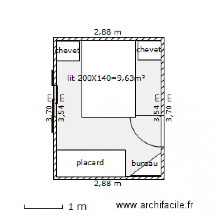 chambre 9,63m². Plan de 0 pièce et 0 m2