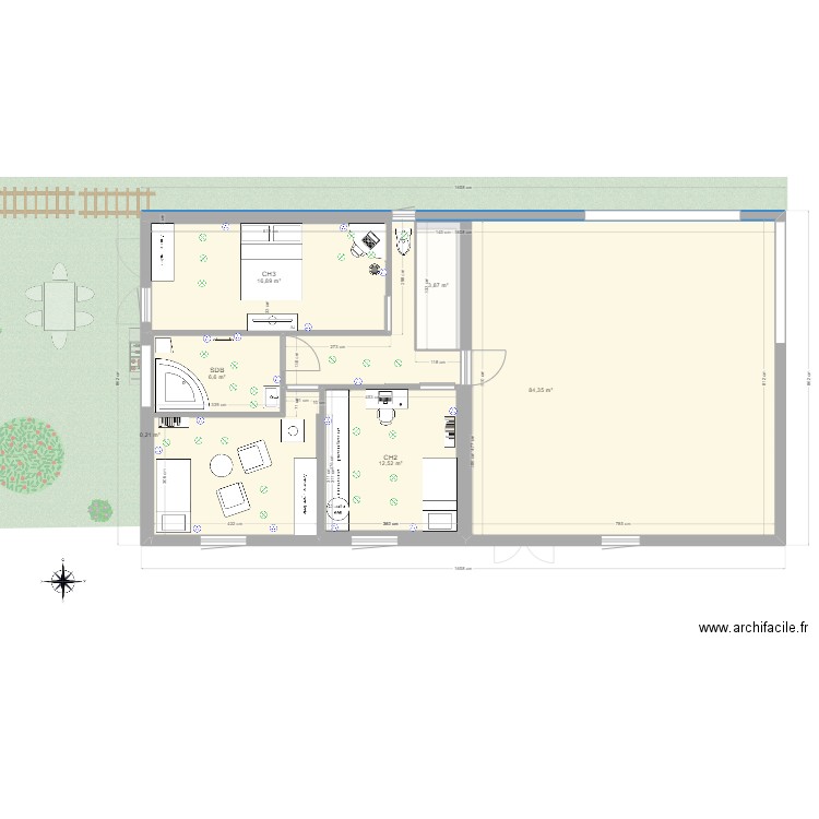 plan interieur avec epaisseur 20 cm isolation grange. Plan de 12 pièces et 231 m2