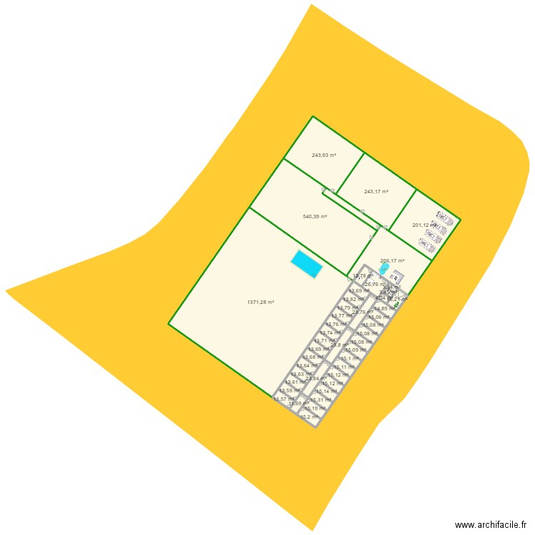 terrain education V2. Plan de 44 pièces et 3359 m2