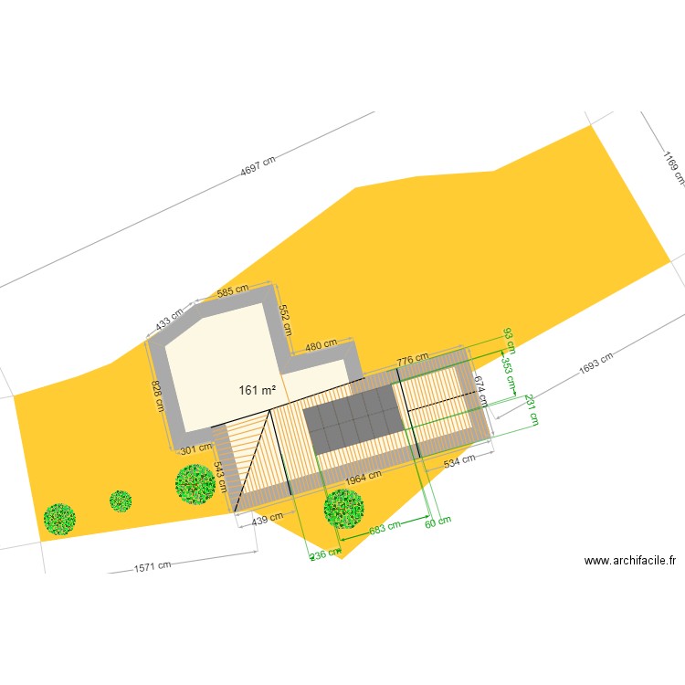 Plan de masse Ayrolles. Plan de 1 pièce et 161 m2