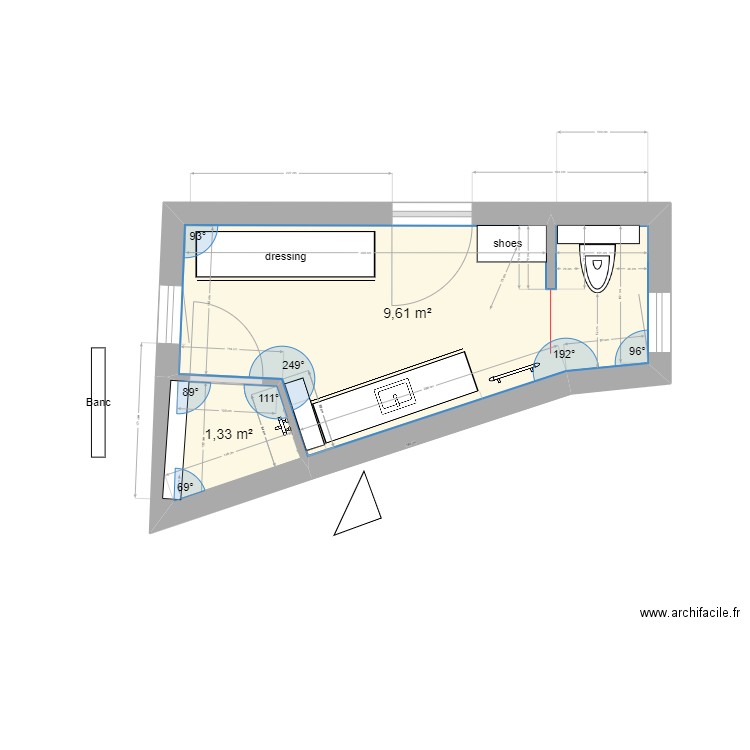 SDB 3. Plan de 2 pièces et 11 m2