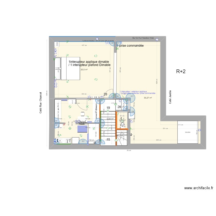 plan elec plomberie V3. Plan de 5 pièces et 69 m2