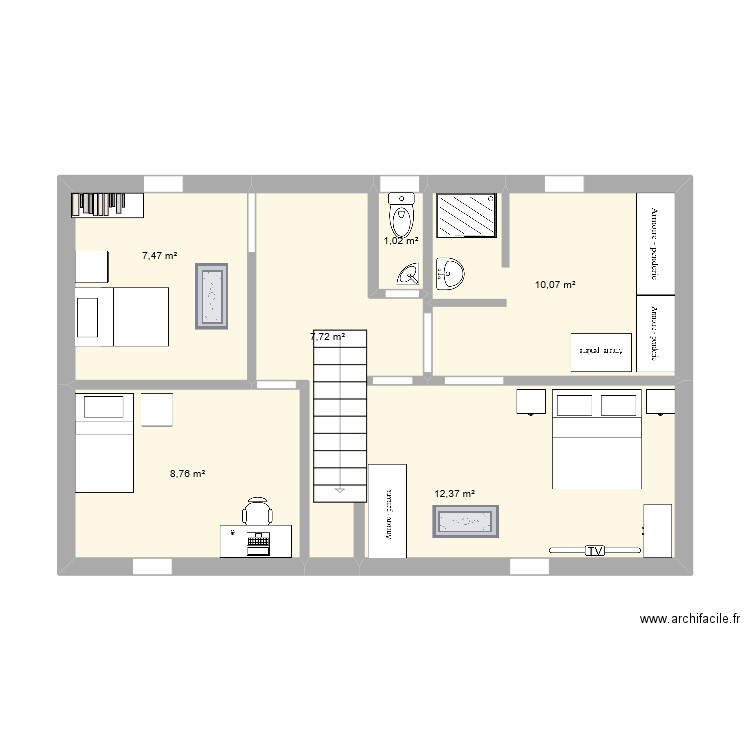 345. Plan de 6 pièces et 47 m2