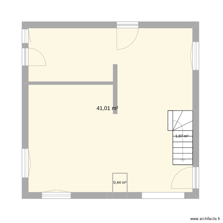 MAISON - notre partie. Plan de 3 pièces et 43 m2