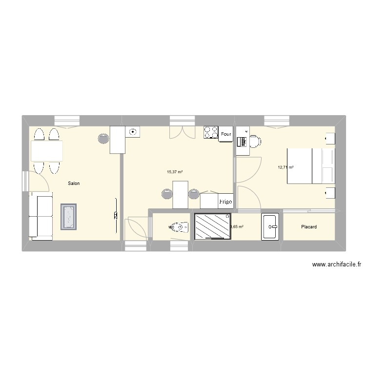 shahzad yawar 2TNE1. Plan de 6 pièces et 52 m2