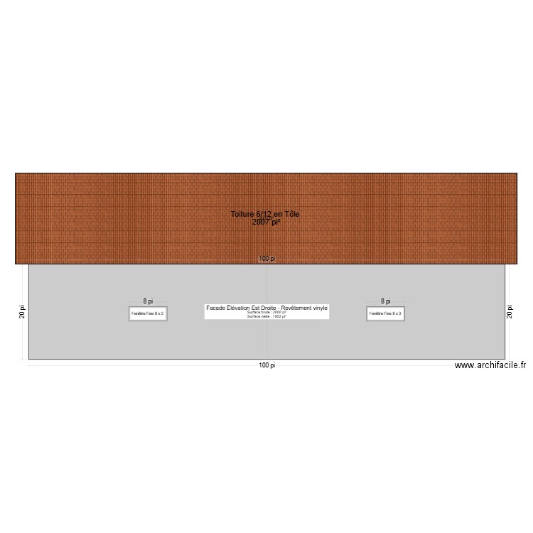 Façade Élévation Ouest Droite - Pavco Entrepôt. Plan de 0 pièce et 0 m2