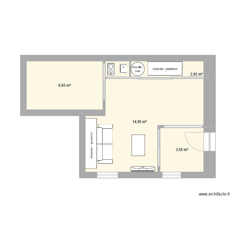 STUDIO Viadieu. Plan de 4 pièces et 28 m2