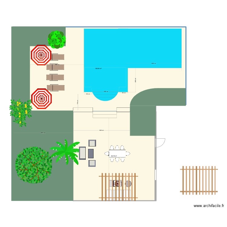 piscina grasse. Plan de 2 pièces et 253 m2