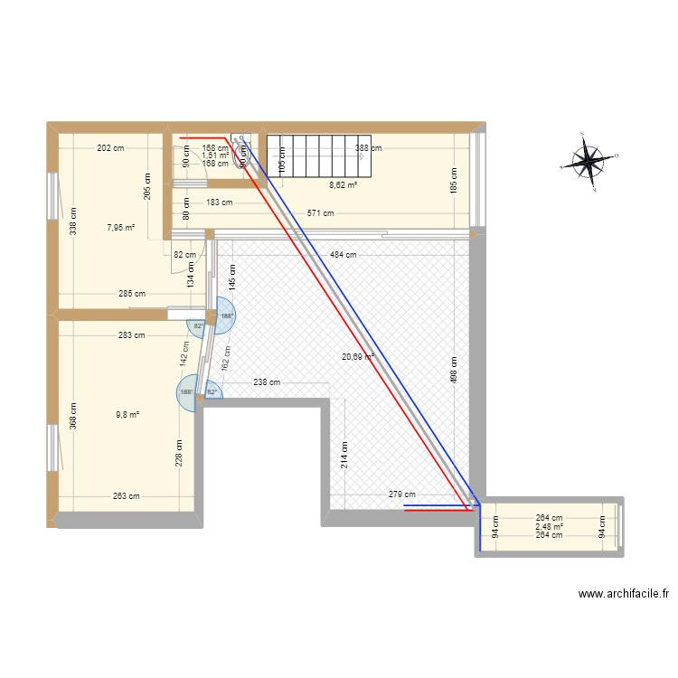 Étage 2 projet. Plan de 6 pièces et 51 m2