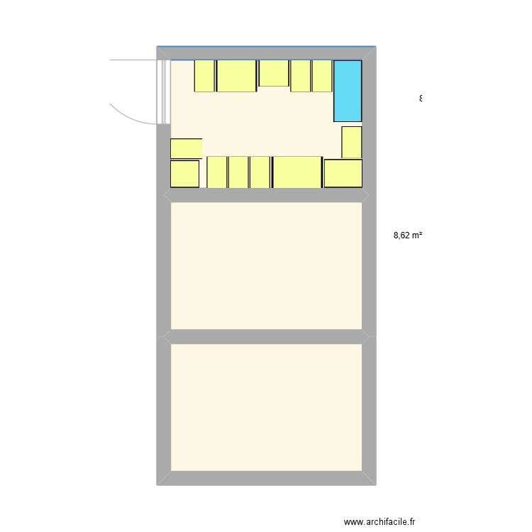 chambre froide. Plan de 3 pièces et 26 m2