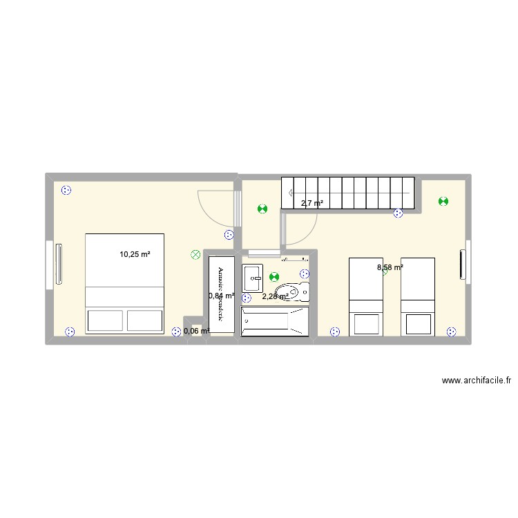 Etage 1. Plan de 6 pièces et 25 m2