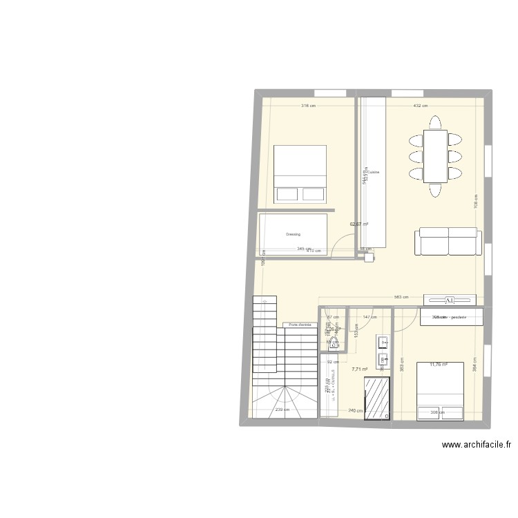 Appartement 2. Plan de 5 pièces et 105 m2