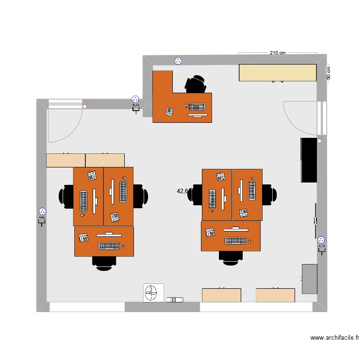 BureauInfo Propo1. Plan de 1 pièce et 43 m2