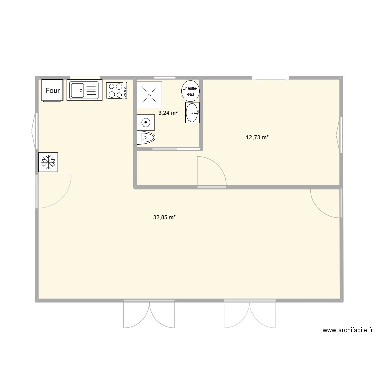 ma amenagement. Plan de 3 pièces et 49 m2