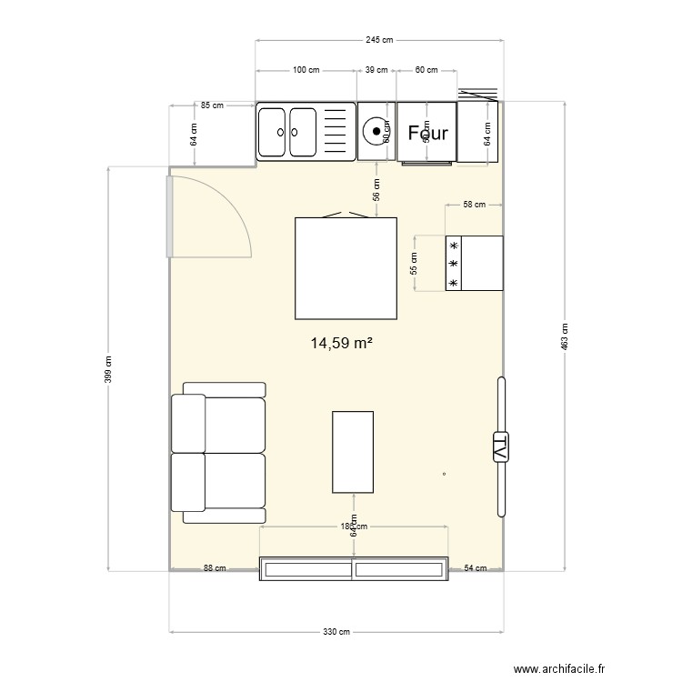 mornant. Plan de 1 pièce et 15 m2