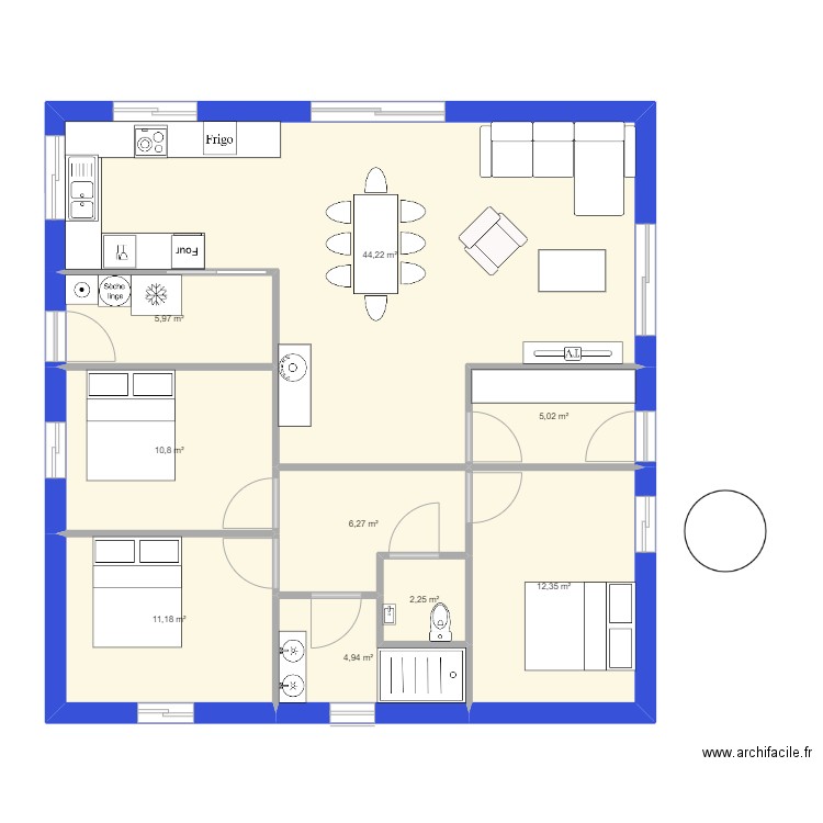 Base maison 1.1. Plan de 9 pièces et 103 m2