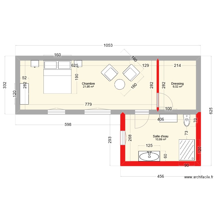 Poulailler - 15 janvier 25. Plan de 3 pièces et 39 m2