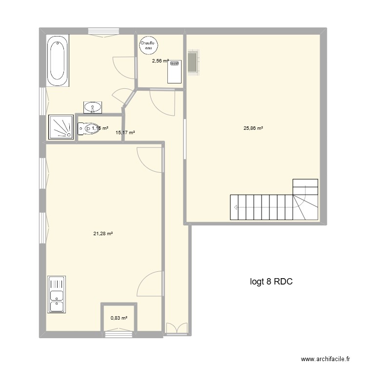 Saint Loup sur Aujon n°8 gueny. Plan de 6 pièces et 67 m2