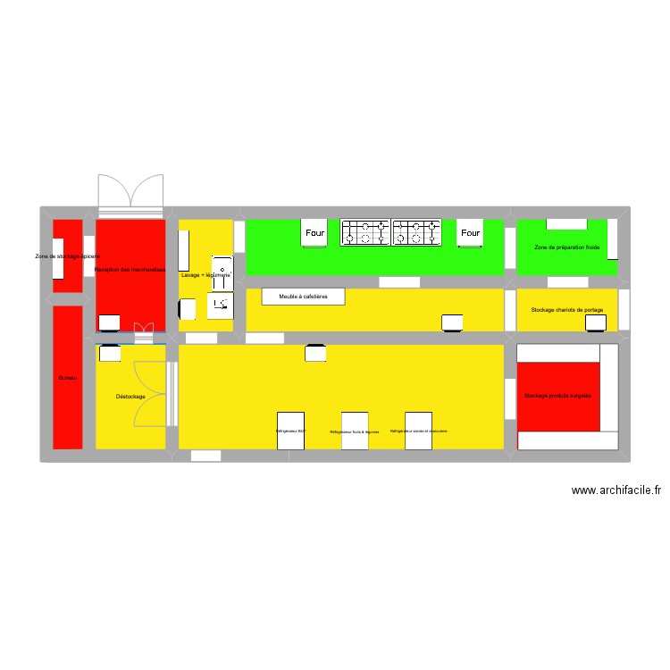 Plan cuisine EHPAD Belleville. Plan de 11 pièces et 52 m2