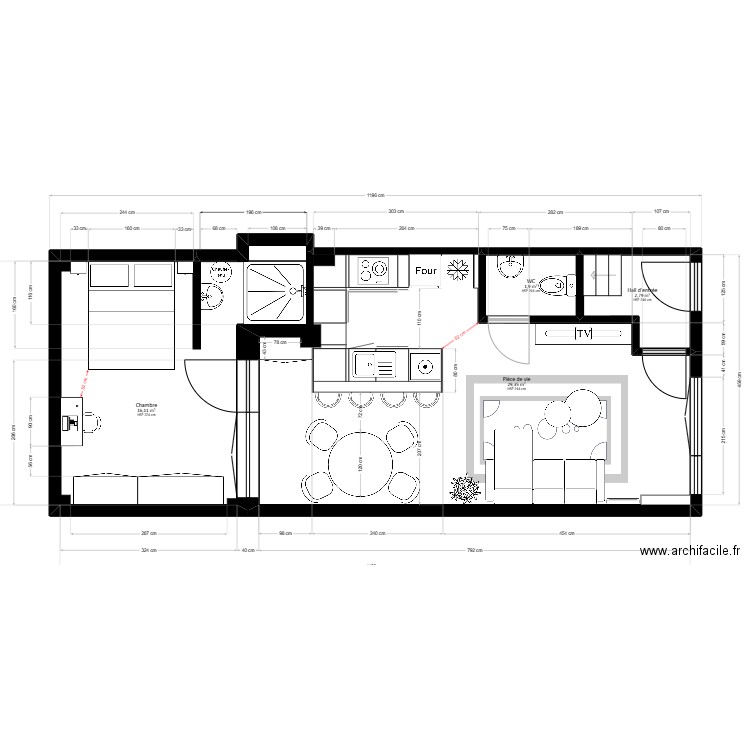 Projet Graceful 3.0. Plan de 4 pièces et 50 m2