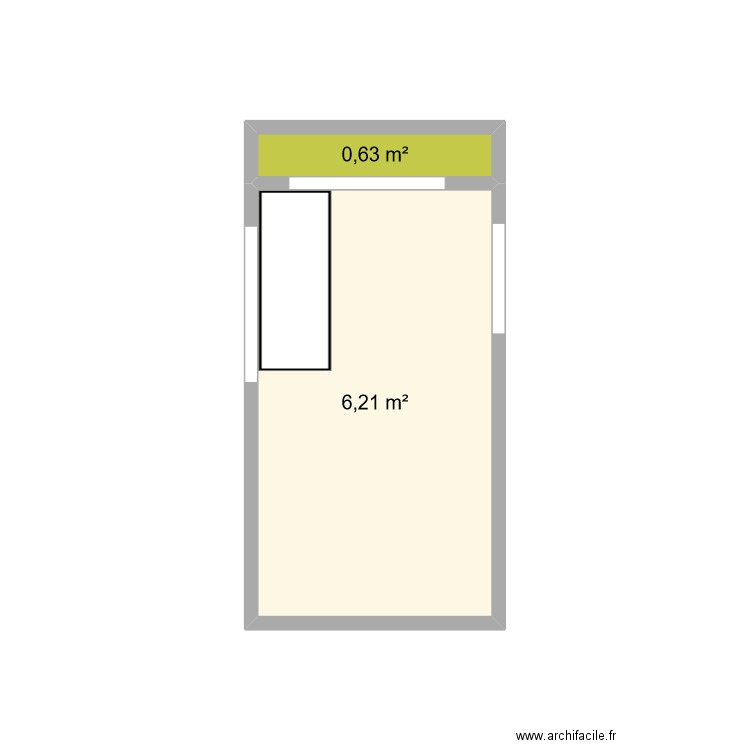 Carabureau. Plan de 2 pièces et 7 m2