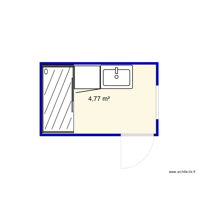 sallede bain 1. Plan de 1 pièce et 5 m2