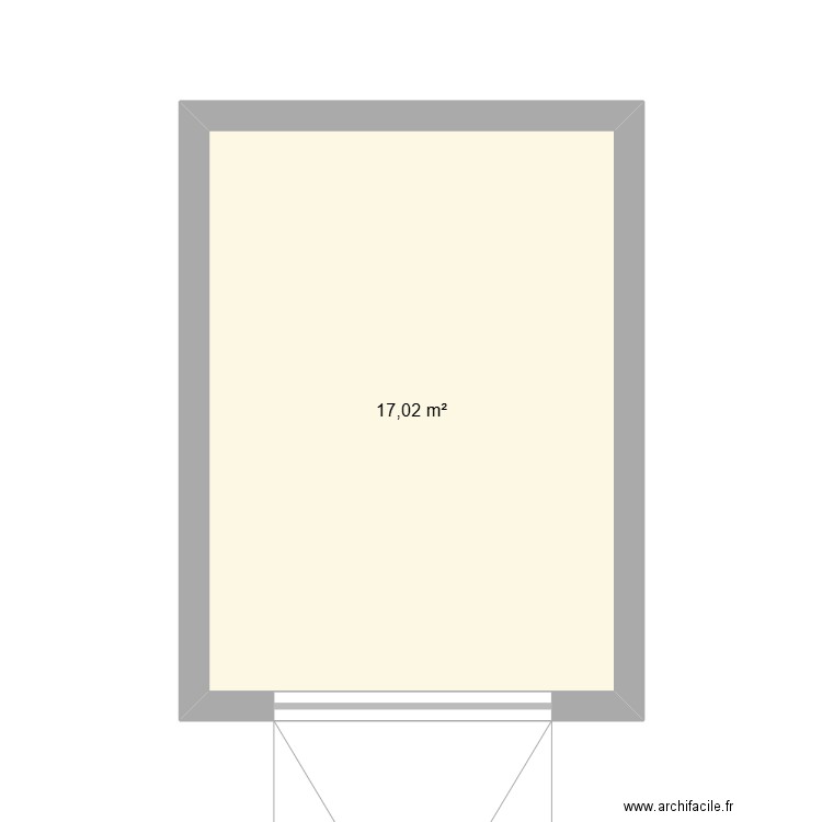 parking. Plan de 1 pièce et 17 m2