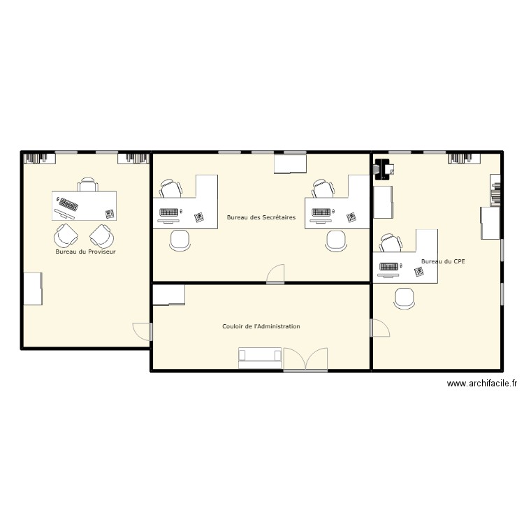 Plan admini. Plan de 4 pièces et 208 m2