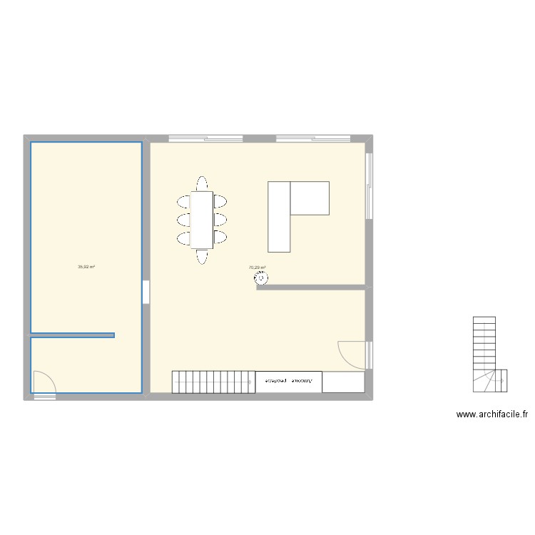 St Bonnet. Plan de 2 pièces et 106 m2