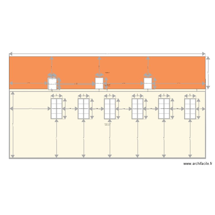 WIMILLE  façade ARRIERE. Plan de 2 pièces et 177 m2