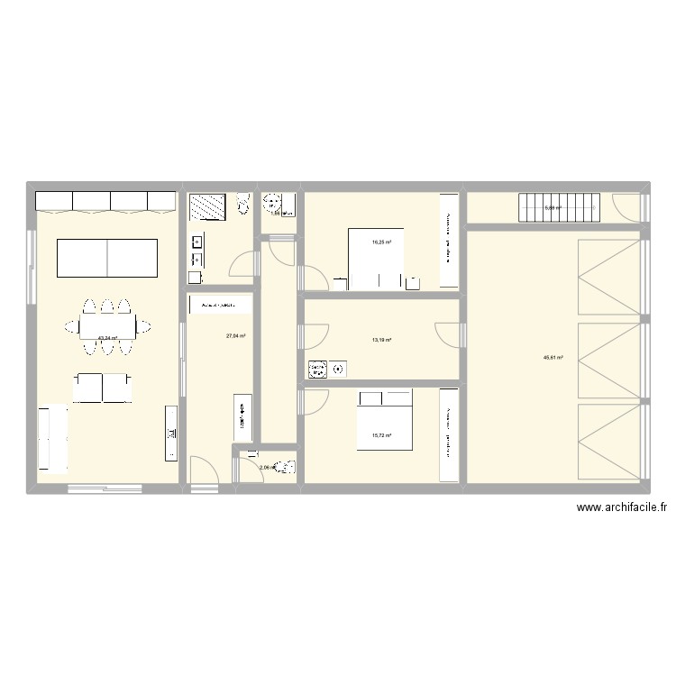 App. Plan de 9 pièces et 171 m2