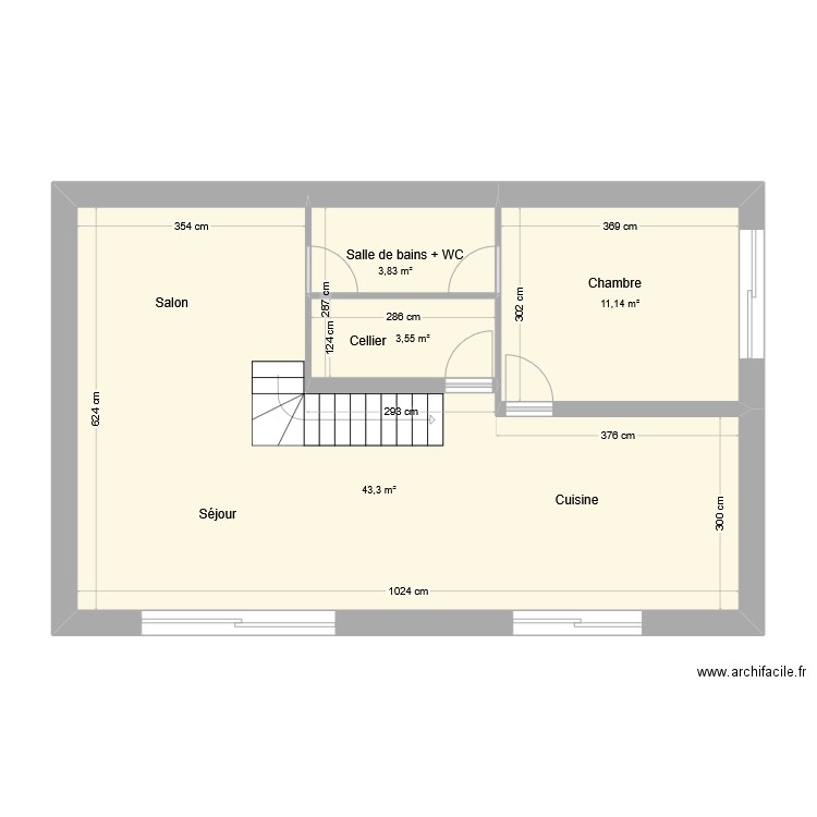 7x11 - 17-12-24 bis. Plan de 4 pièces et 62 m2