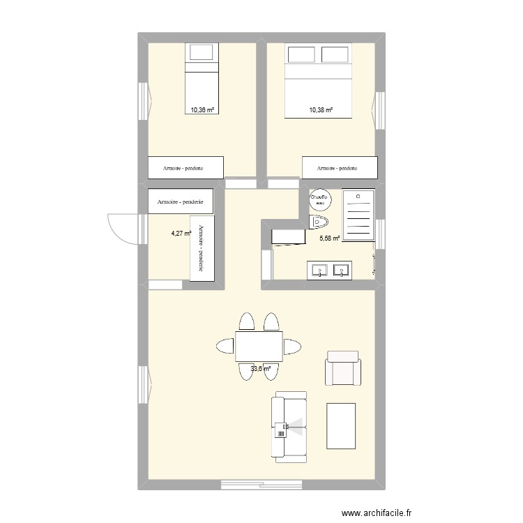 Plan 60m² Crémieu. Plan de 5 pièces et 64 m2