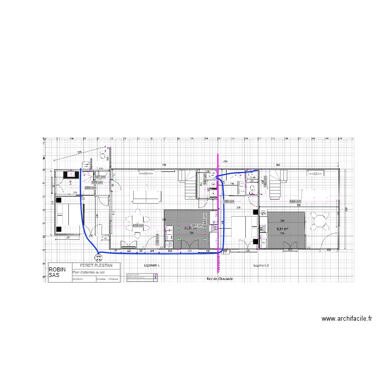 ROBIN_PLAN ELEC_RDC_FERET_PLESTAN. Plan de 2 pièces et 5 m2