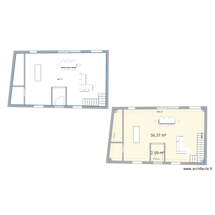 Hermonville rdc vierge. Plan de 4 pièces et 126 m2