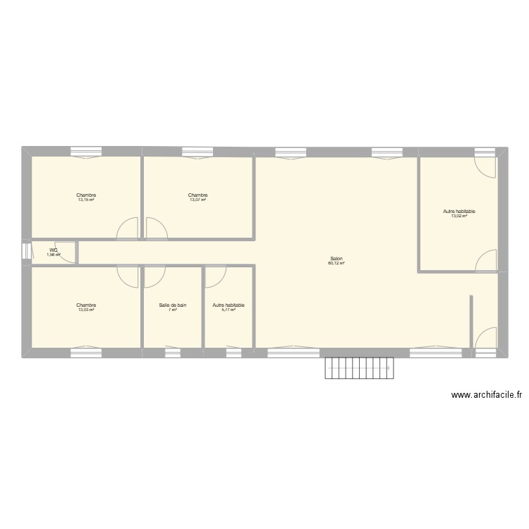 Etage. Plan de 8 pièces et 127 m2